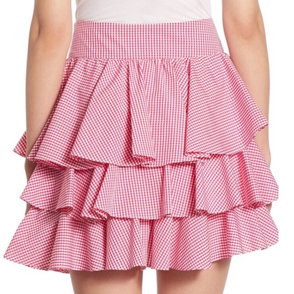 Scripted Gingham Tiered Ruffled Mini Skirt Sz Med - Picture 2 of 8